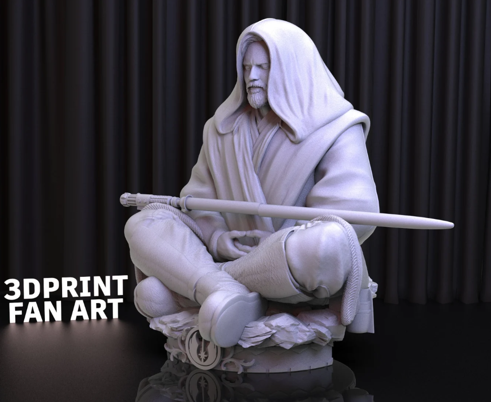 Hand-Painted Obi Wan Kenobi Bust | Maximum Detailed 16K Ultra-High Definition