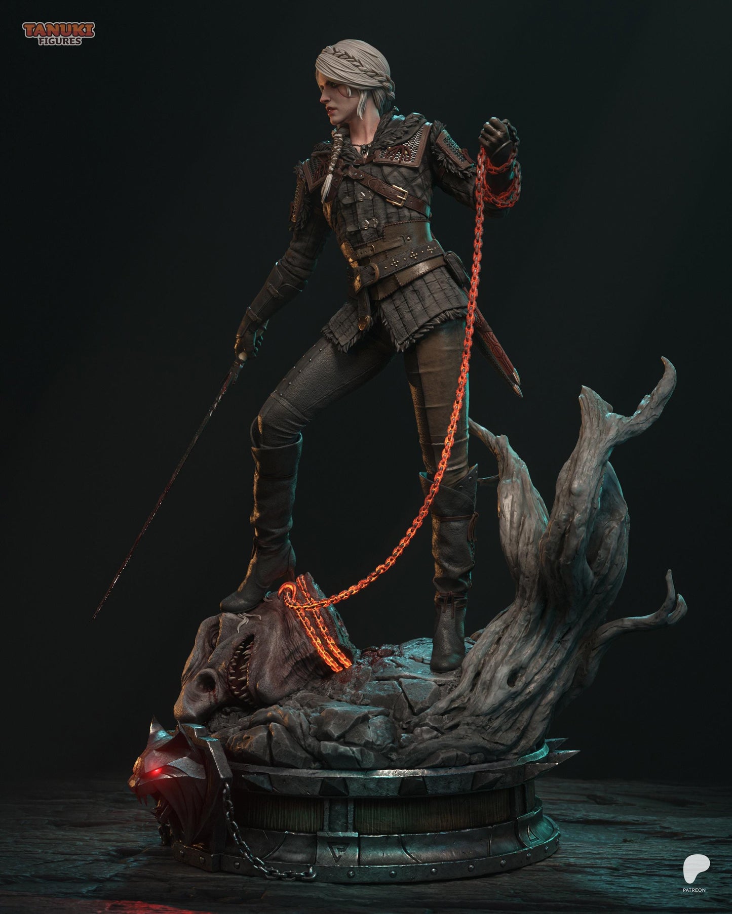 Ciri (Cirilla) – The Witcher 3 Monster Hunter Diorama Statue | Maximum Detailed 16K Ultra-High Definition