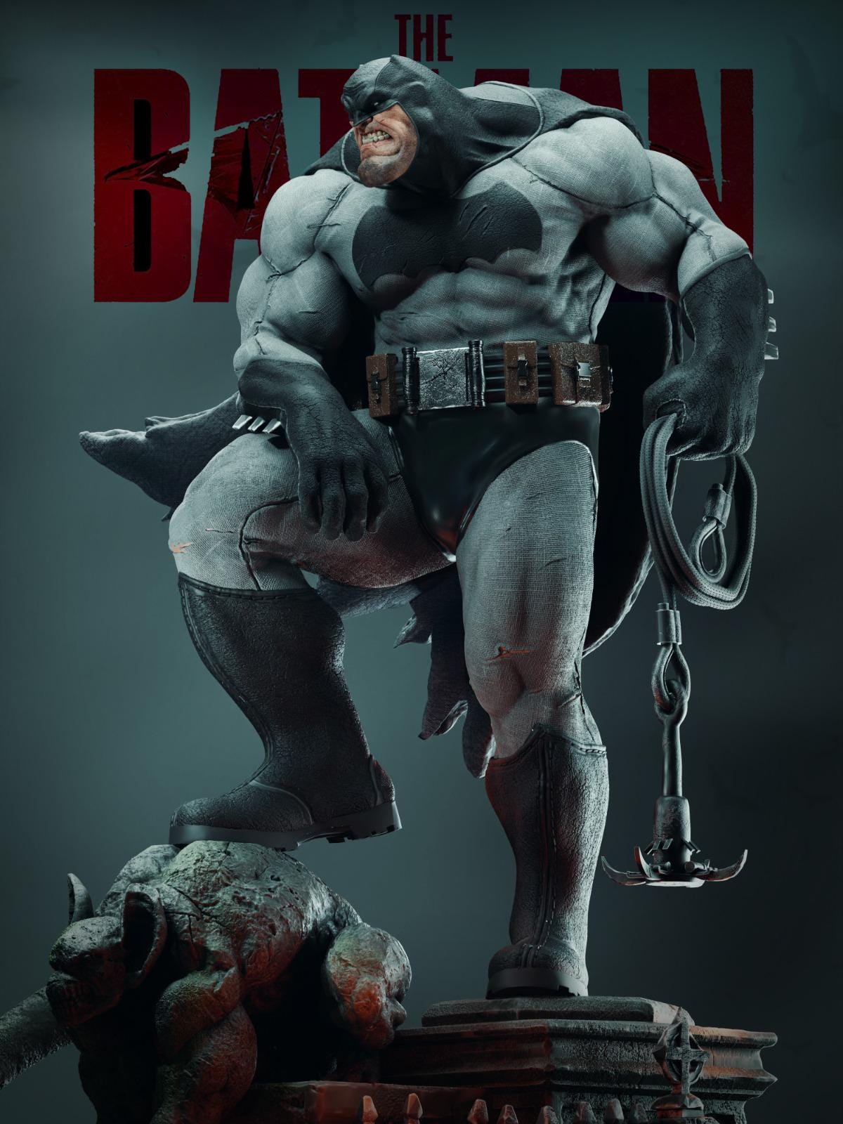 Hand-Painted Dark Knight Sculpture | Maximum Detailed 16K Ultra-High Definition Resin
