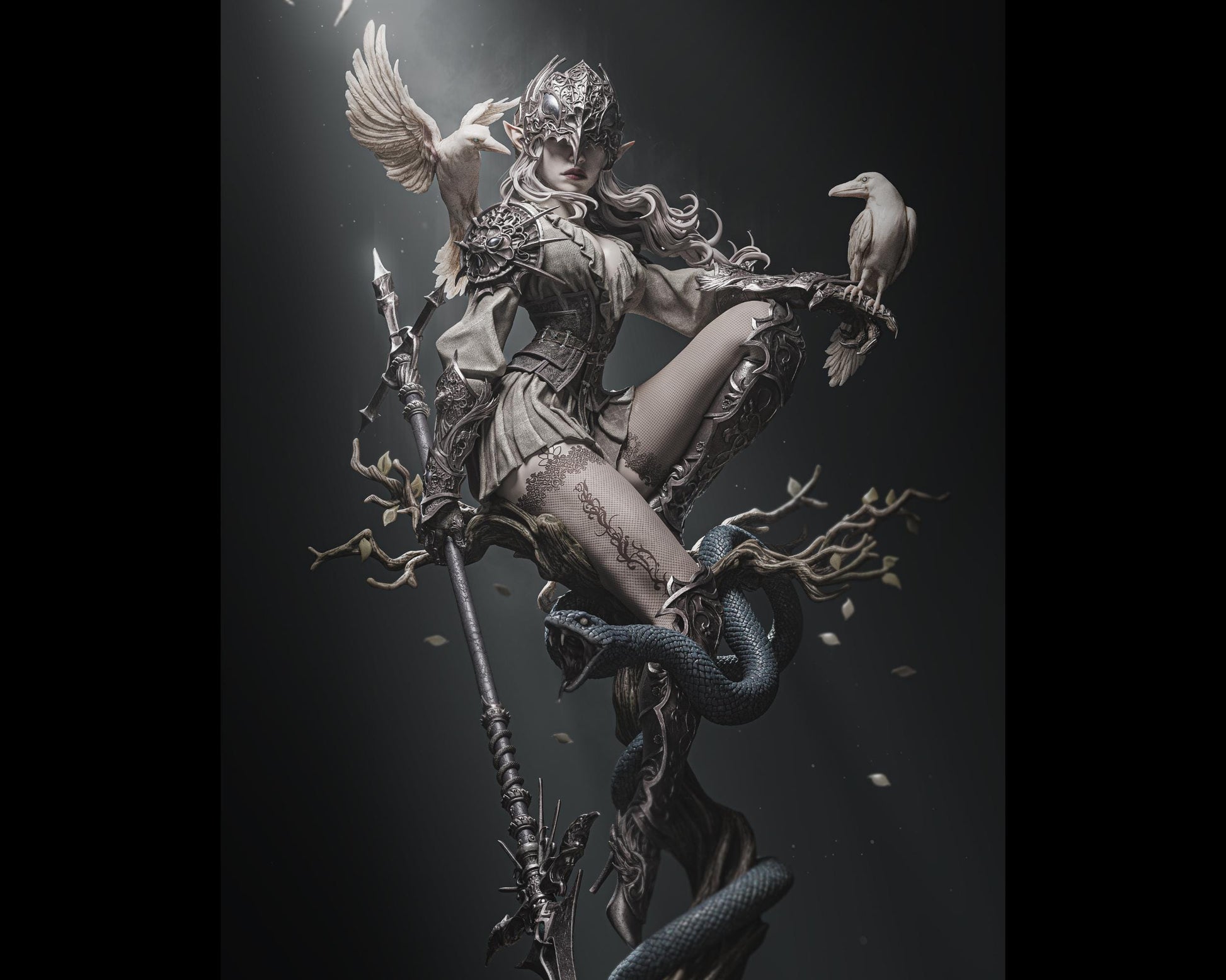 Lenora Queen of Crows Sculpture | Maximum Detailed 12k Resin Printed Figure