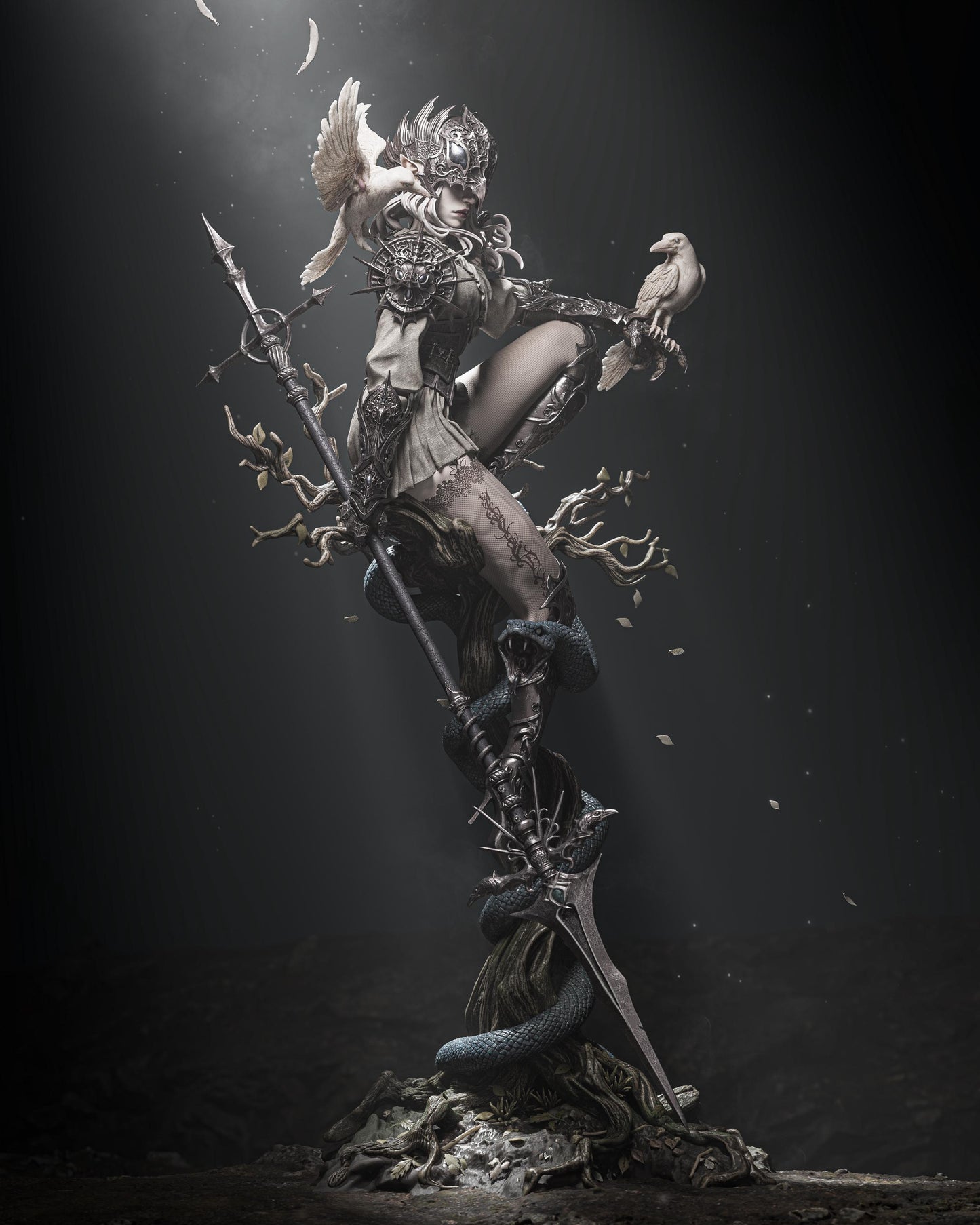 Lenora Queen of Crows Sculpture | Maximum Detailed 12k Resin Printed Figure