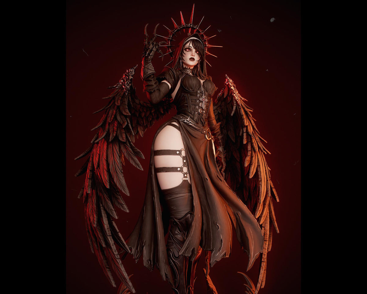 Corrupted Nun Dark Fantasy Statue | Maximum Detailed 12k Resin 3D Printed Figure