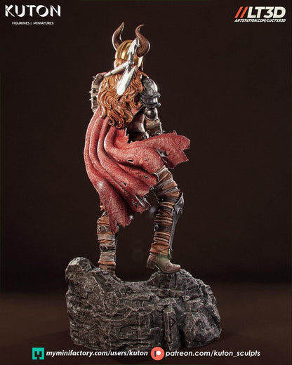Nordic Valkyrie Warrior Statue – 3D Printed Resin Collectible Figure