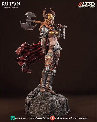 Nordic Valkyrie Warrior Statue – 3D Printed Resin Collectible Figure