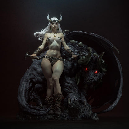 Dragon Tamer Warrior Statue | RPG Collector Statue - Maximum Detailed 12k Resin Printed Figure