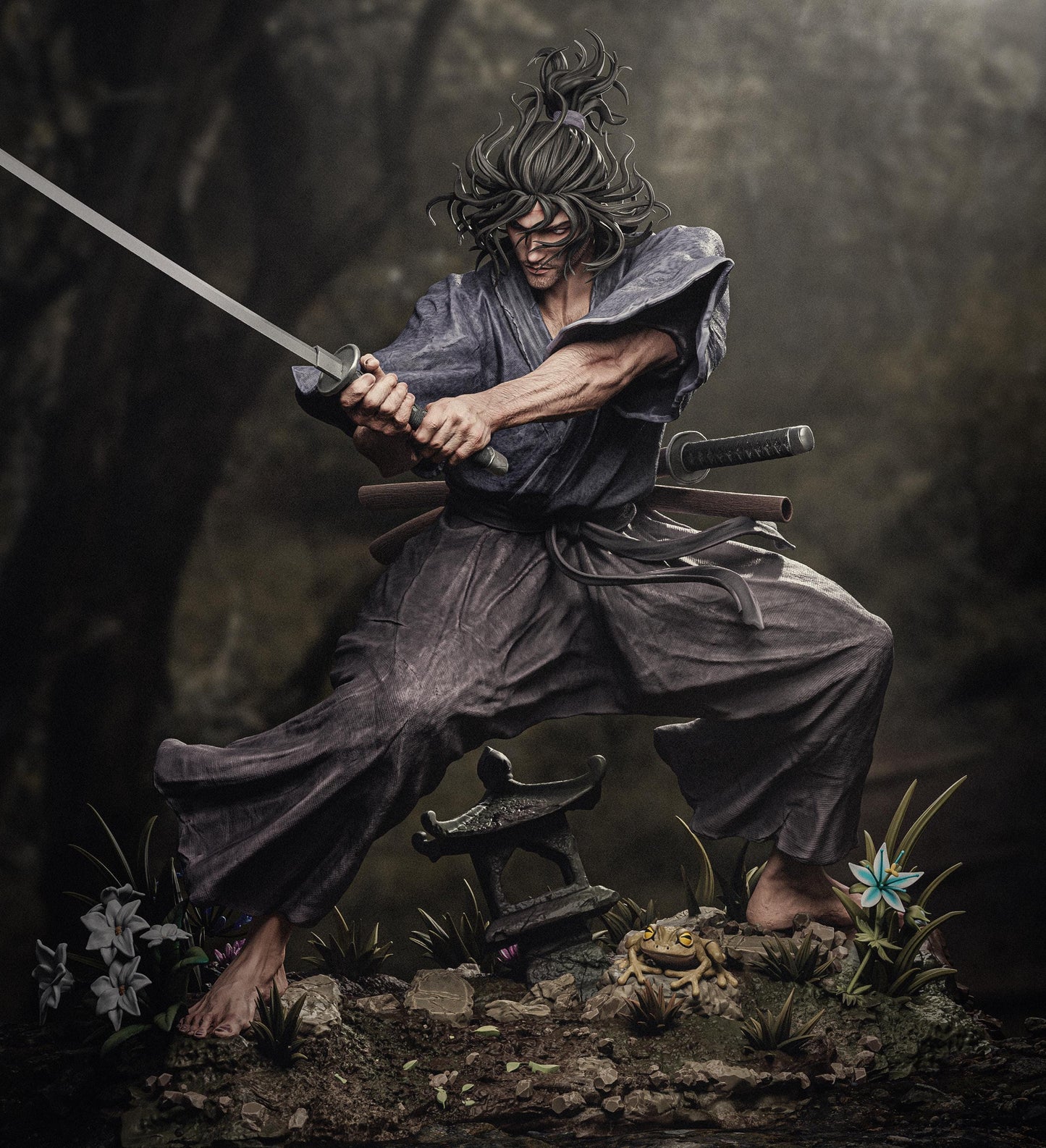 Legendary Samurai Ronin Miyamoto Musashi Statue | Maximum Detailed 12k Resin Printed Figure