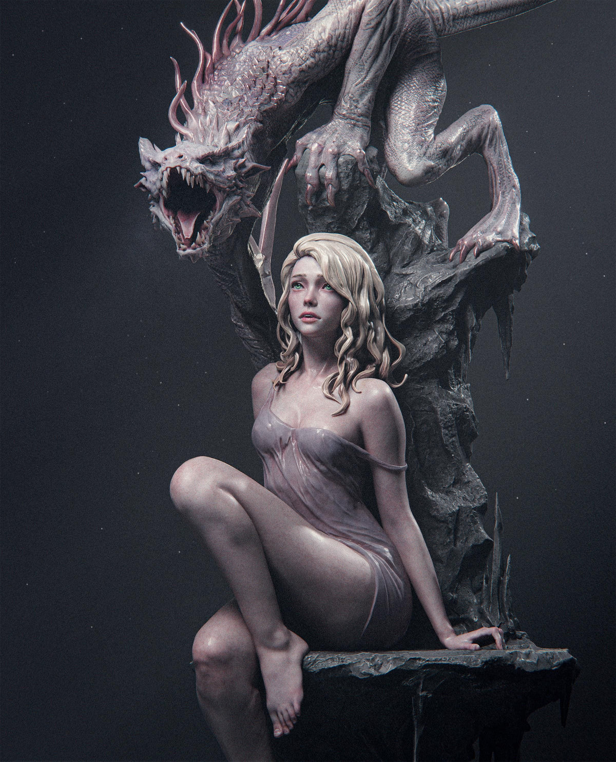 Elegy of Wyrm Statue | Maximum Detailed 12k Resin Printed Figure