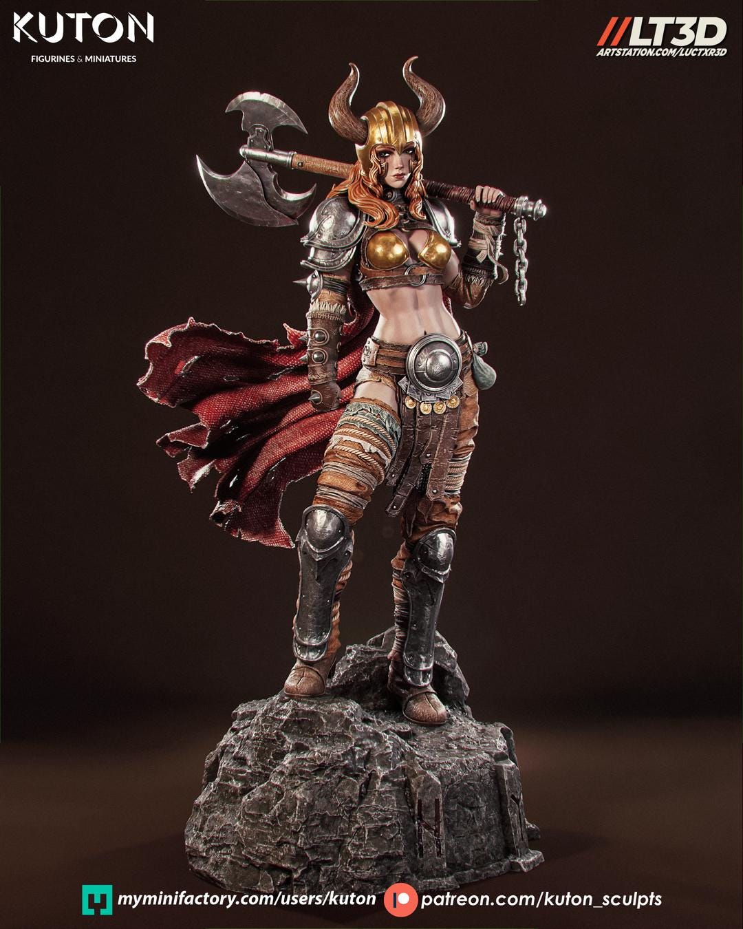 Nordic Valkyrie Warrior Statue – 3D Printed Resin Collectible Figure
