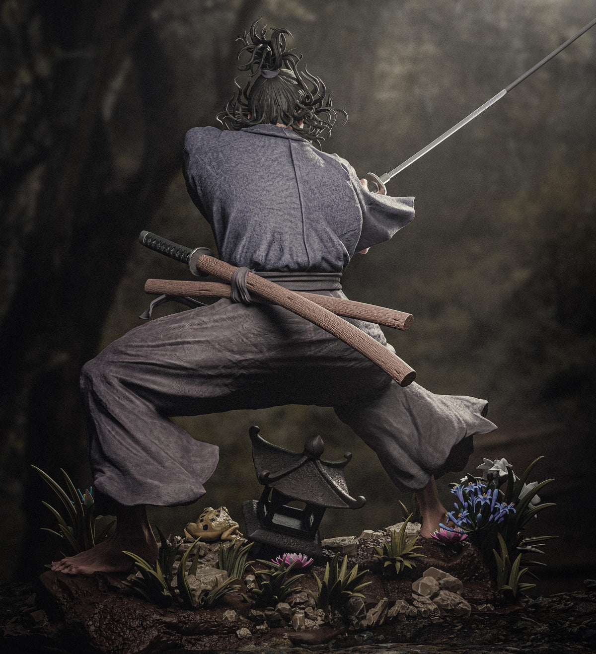Legendary Samurai Ronin Miyamoto Musashi Statue | Maximum Detailed 12k Resin Printed Figure