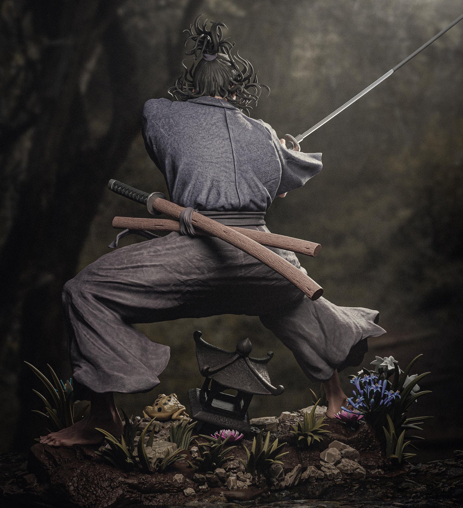 Legendary Samurai Ronin Miyamoto Musashi Statue | Maximum Detailed 12k Resin Printed Figure
